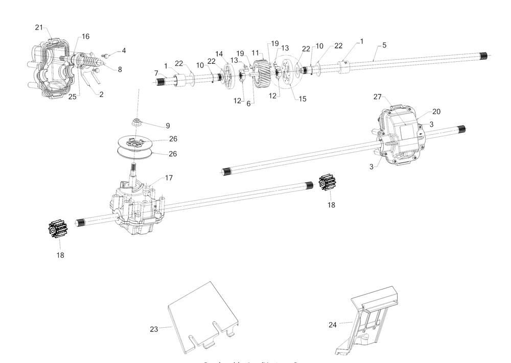 Rear Transmission Diagram and Parts List for SC700E (12AEN2S7756)(2018) Cub Cadet Lawn Mower